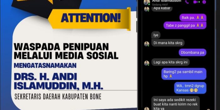 Manisnya Pesan Hoax Catut Sekda Bone: Ada Rezeki Buat Kita, Kirim No Reknya Yah!