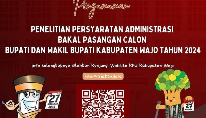 KPU Wajo Serahkan BA Penelitian Administrasi, 2 Bapaslon Bupati dan Wakil Bupati Wajo Penuhi Syarat