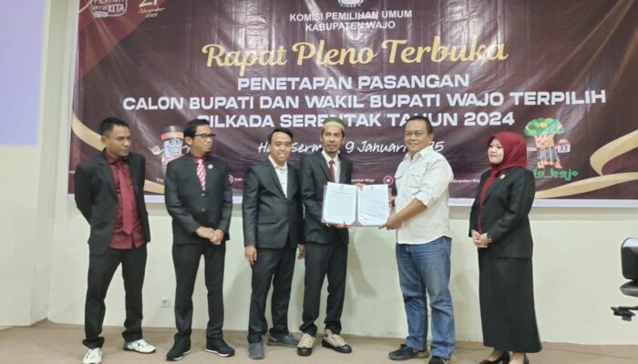 KPU Wajo Resmi Tetapkan Pemenang Pilkada 2024