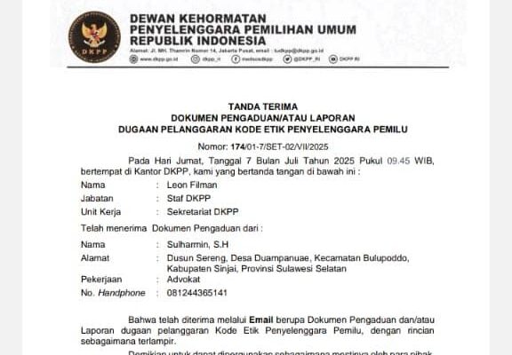 Aduan Tellu Cappa Law Firm Direspons DKPP, Komisioner KPU Sinjai Dilaporkan Terkait Judi Online