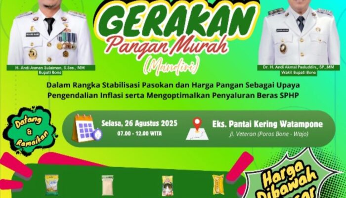 Gerakan Pangan Murah Digelar di Bone Besok, Berikut Harganya!