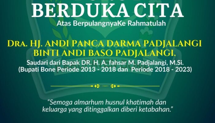 Bupati Bone Sampaikan Duka Cita Atas Wafatnya Hj. Andi Panca Darma Padjalangi