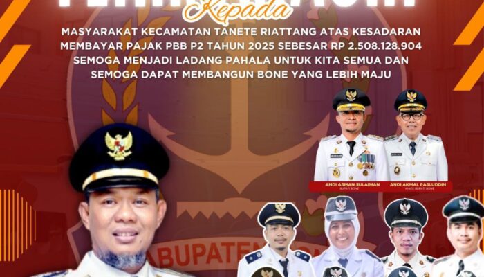 Camat Tanete Riattang Apresiasi Warga Atas Capaian Pajak PBB P2 Tahun 2025