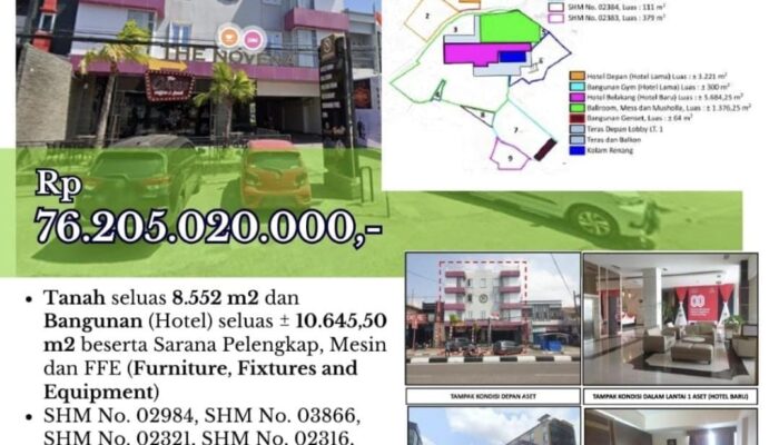 Dugaan Kredit Macet, Hotel Novena Bone Dilelang Bank Sulselbar, Nilai Jual Rp76,2 Miliar