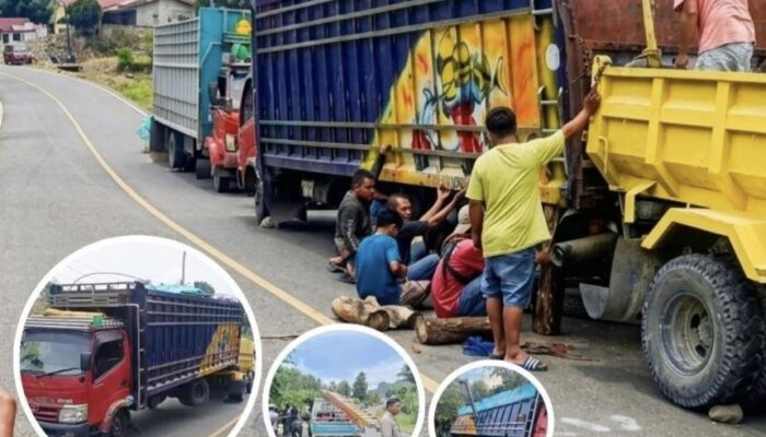 Lakalantas Truk Gagal Nanjak Tabrak Tiang Listrik di Amali