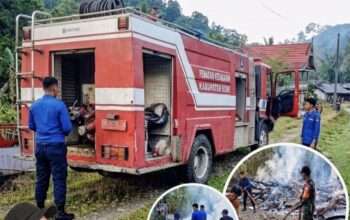 FOTO: Damkar Bantu Padamkan Kebakaran di Dusun Terpencil Desa Walimpong