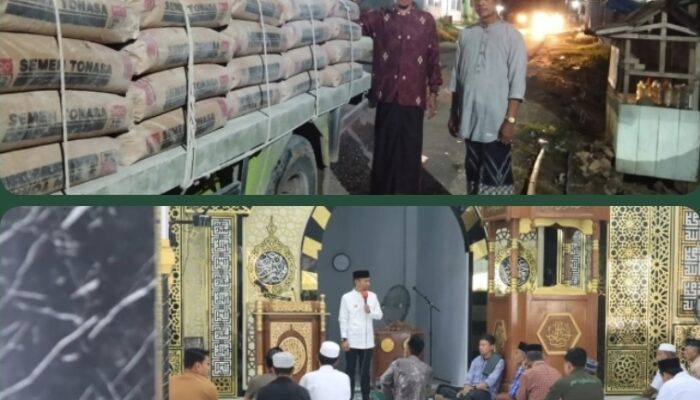 Wujud Kepedulian, Bupati Bone Bantu Masjid Desa Watu dengan 100 Sak Semen