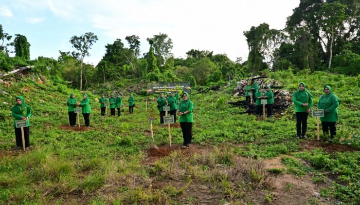 Semangat HUT ke-80, Persit Kodim 1407 Bone Tanam Ratusan Pohon di Awangpone