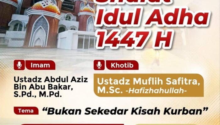 Shalat Idul Adha di Masjid Kubah 99 CPI, Ustadz Muflih Safitra Angkat Tema “Bukan Sekadar Kisah Kurban”