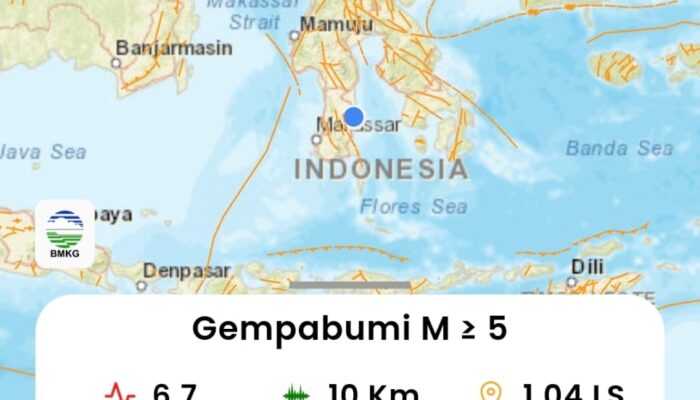Gempa Magnitudo 6,7 Guncang Sulawesi Tengah, Getarannya Terasa hingga Bone