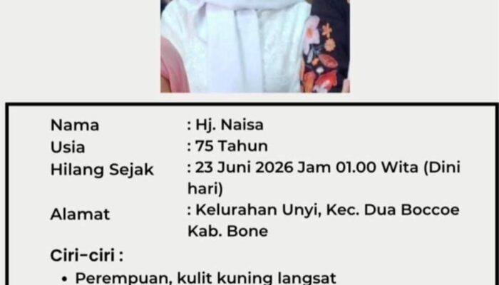 Lansia 75 Tahun di Bone Dilaporkan Hilang, Keluarga Minta Bantuan Masyarakat