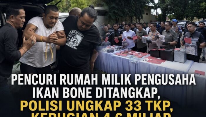 Pencuri Rumah Milik Pengusaha Ikan Bone Ditangkap, Polisi Ungkap 33 TKP, Kerugian 4,6 Miliar
