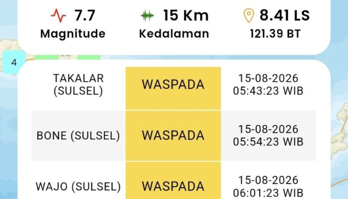 Gempa Bumi NTT  Terasa di Bone Sulsel,  Waspada Tsunami Daerah Pesisir