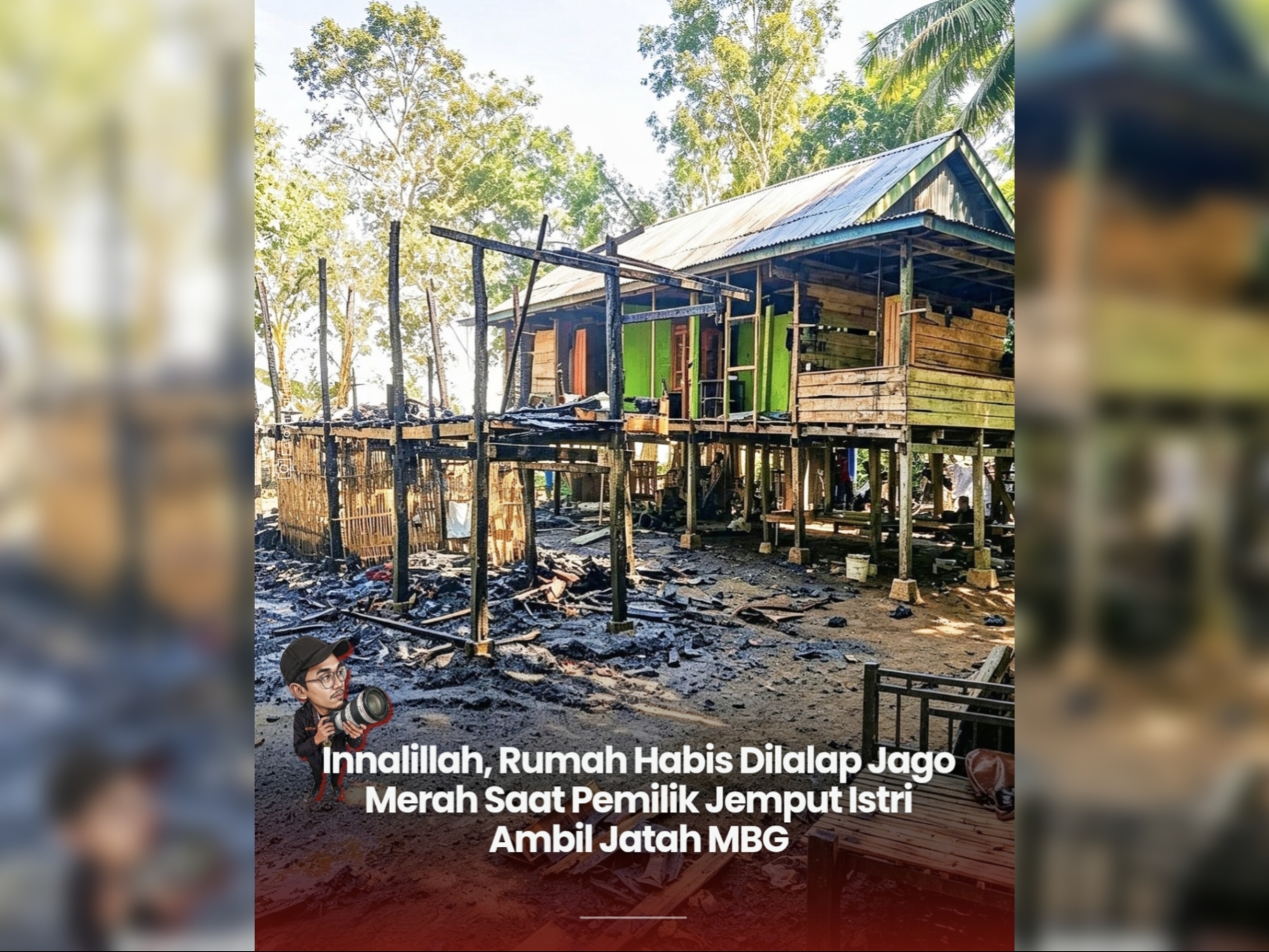 Rumah hangus dilalap jago merah (Foto: ist/edit ai)