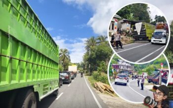 FOTO: Truk Mogok di Jalan Poros Bone-Makassar Sebabkan Macet, Polisi Turun Tangan
