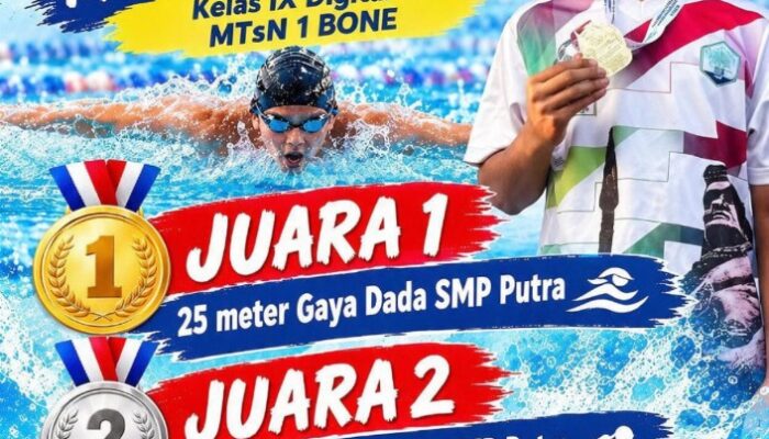 Perenang Muda Bone Muhammad Farel Ananda Raih Juara 1 dan 2 di Kejuaraan Renang se-Sulsel