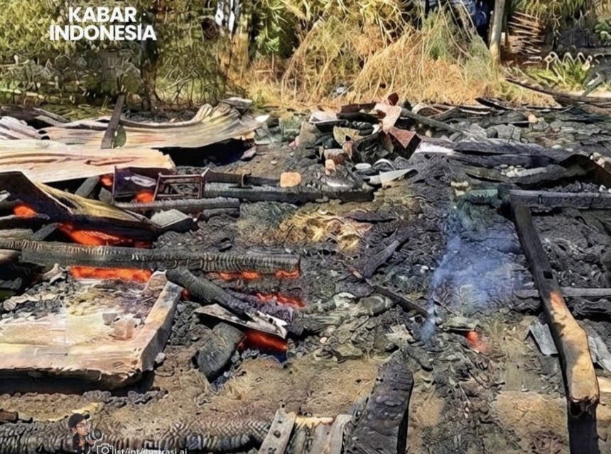 Rumah kebakaran hangus rata dengan tanah. (Foto: Ilustrasi ai)