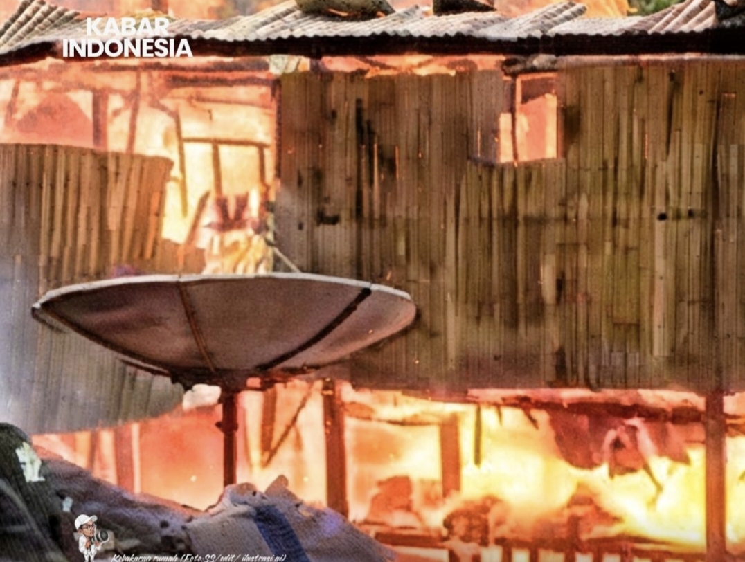 Kebakaran rumah (Foto: ss/edit ai)